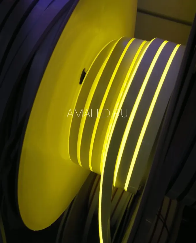 Гибкий неон AMALED SIL 6х12 мм, 12V, резка 1 см, силиконовый, жёлтый