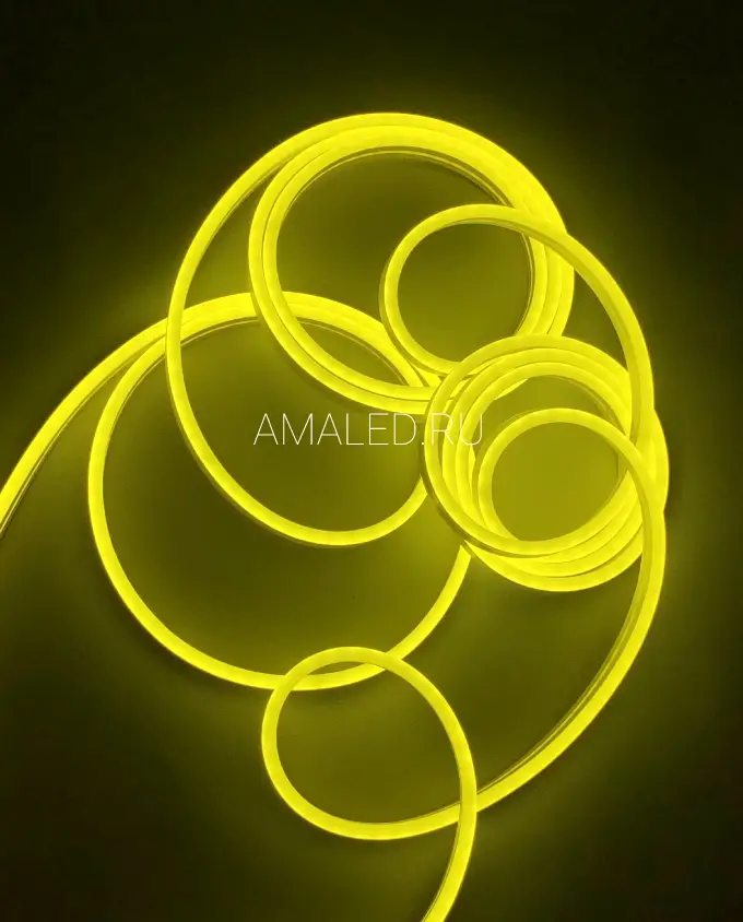Гибкий неон AMALED AML 12 вольт, 6х12 мм, резка 1 см, лимонный | Фото 2